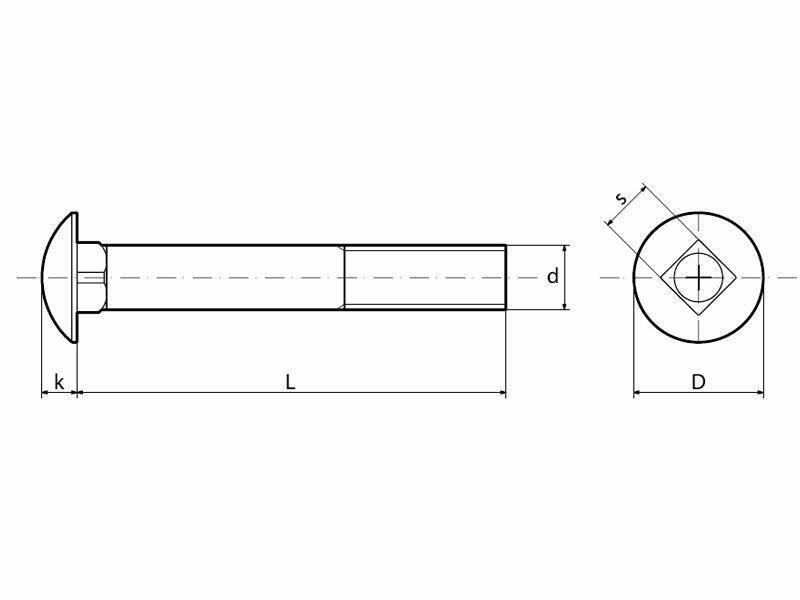 Śruba zamkowa M12x140 mm DIN603 kl.4.8 ocynkowana (Zdjęcie 2)