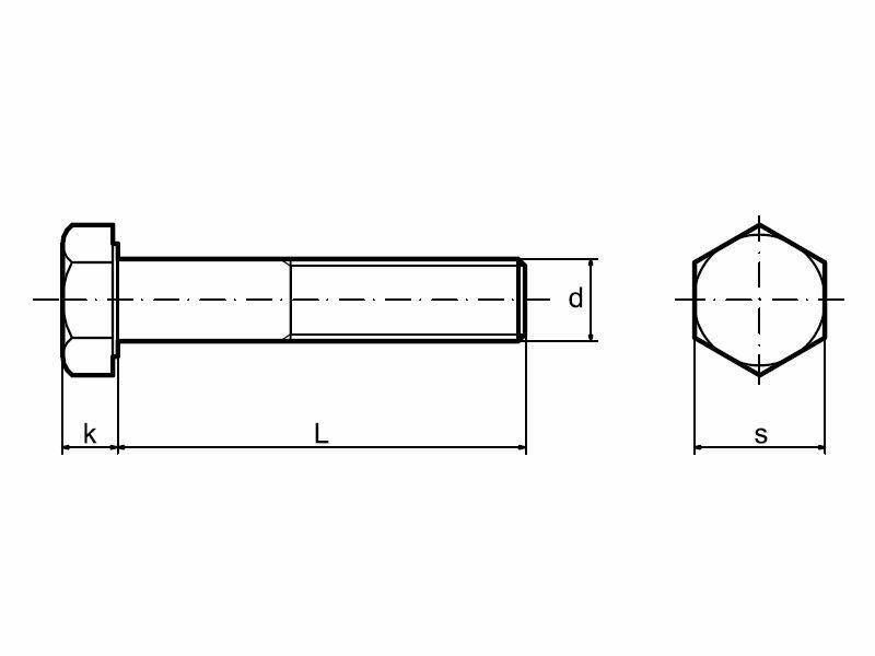 Śruba maszynowa z łbem sześciokątnym M10x100 mm DIN931 klasa 5.8 ocynk (Zdjęcie 2)