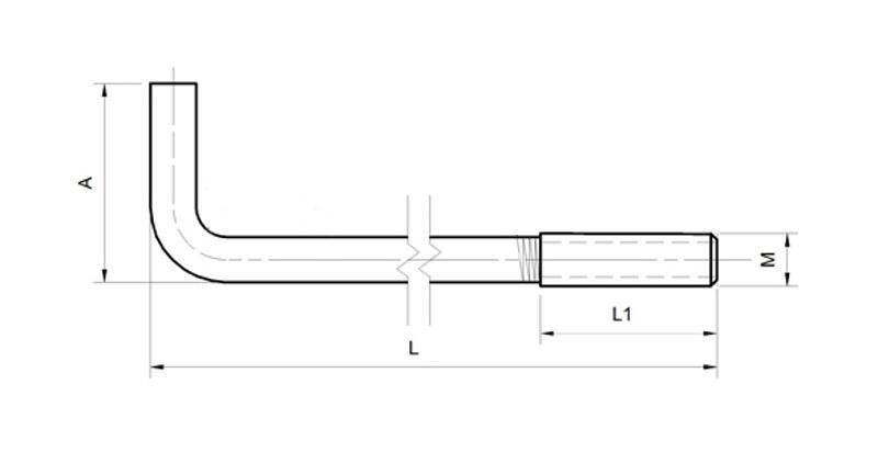 Kotwa do murłat budowlana fajkowa typ L M14x350 mm czarna (Zdjęcie 3)