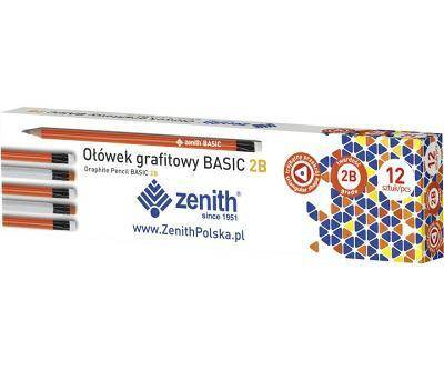 Ołówek Zenith Basic trójkątny z gumką 2B