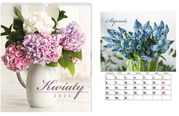 Kalendarz ścienny plansz.33,5x40 Kwiaty