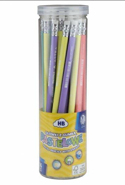 Ołówki pastelowe HB z miarką i gumką dru