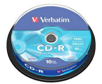 PLYTA CD-R 700MB/80 52X VERBATIM EX.PROT