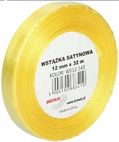 Wstążka satynowa 12mm/32m WS12-143 Żółty