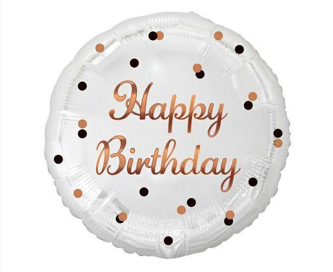 Balon foliowy B&C Happy Birthday, biały,