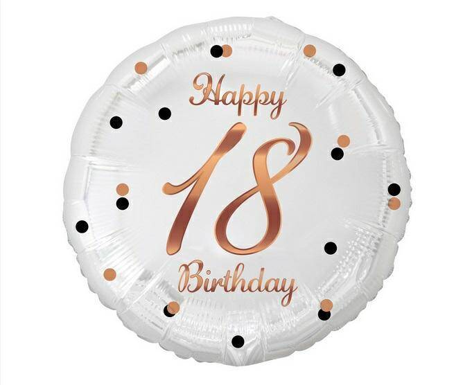 Balon foliowy Happy 18 Birthday, biały,