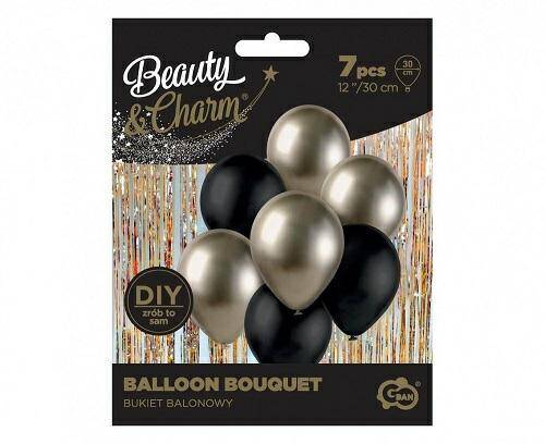Bukiet balonowy B&C prosecco-czarny, 7 s