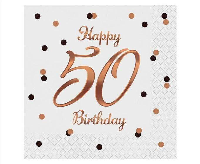 Serwetki B&C Happy 50 Birthday, białe, n