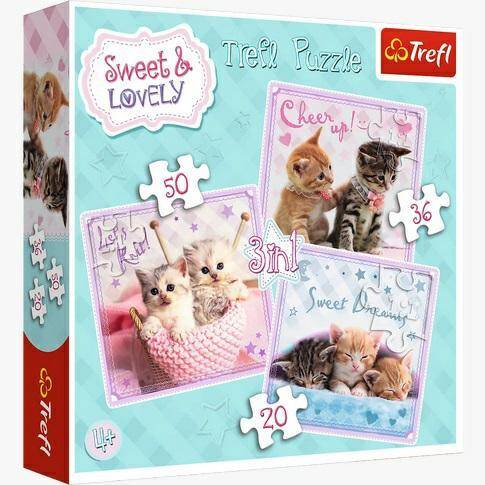 Puzzle 3w1 Sweet & Lovely Słodkie kotki