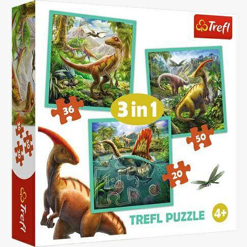 Puzzle 3w1 Niezwykły świat dinozaurów Tr