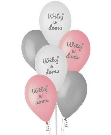 Balony Premium Witaj w domu, różowe, 12
