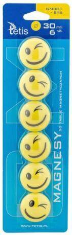 Magnesy do tablic 30mm/6 żółte uśmiechy