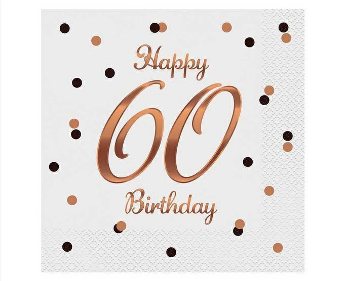 Serwetki B&C Happy 60 Birthday, białe, n