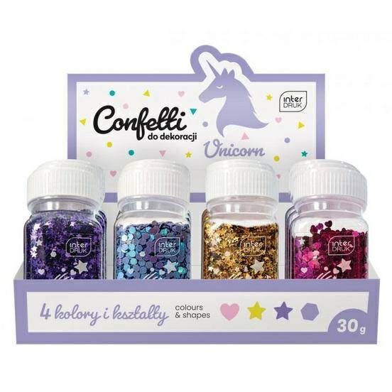 Confetti do dekoracji 30g UNICORN 12sz