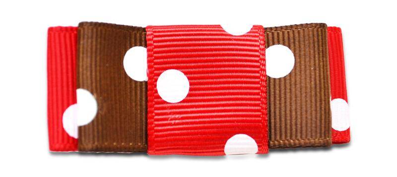 Dog Bow / Red & Brown - Happet 1030 - 2pcs.