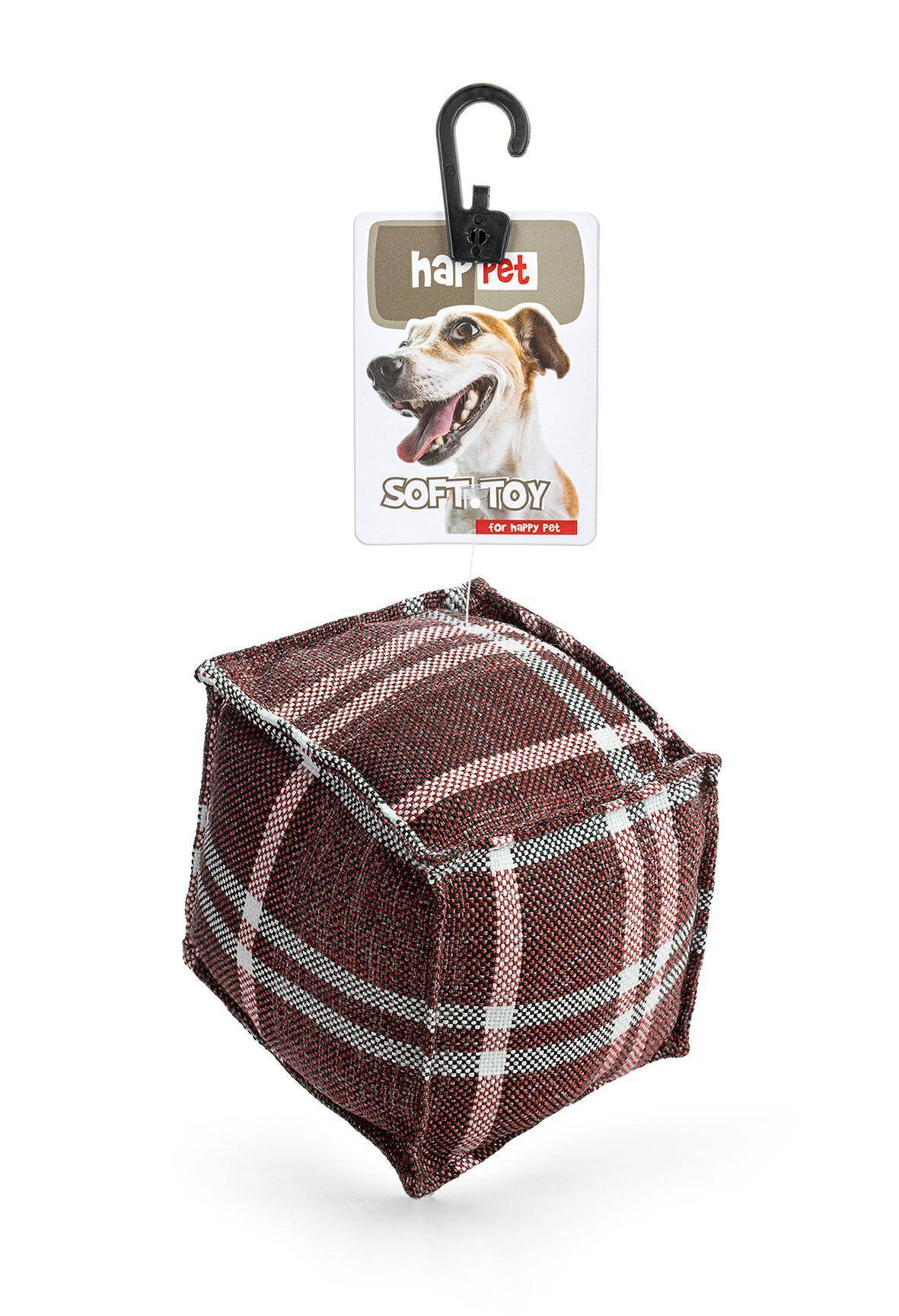 Z899 Textile toy cube red stripe 11cm