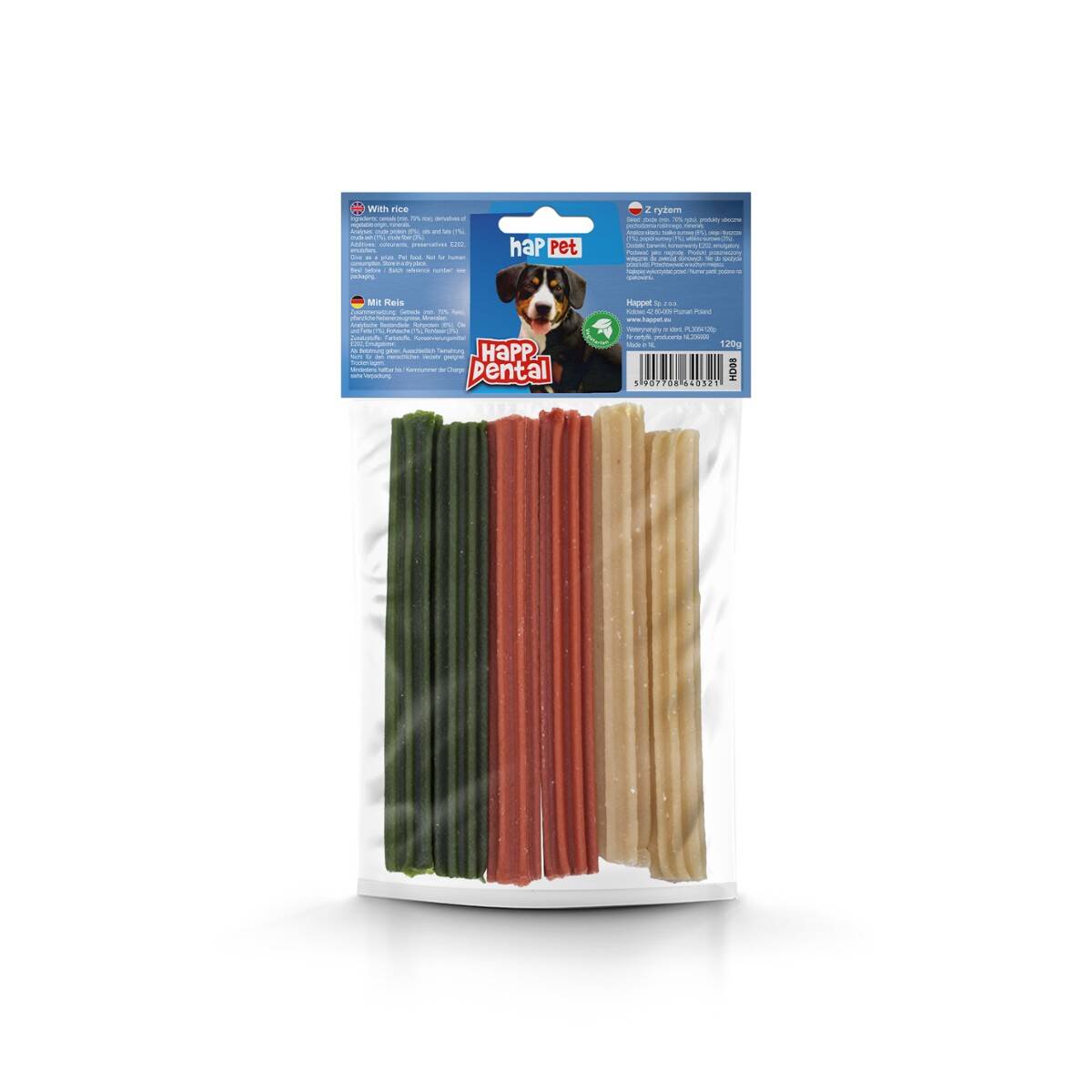 Vegetarian Dental for dogs with rice 6 pieces Happet (Z-HD08CM)