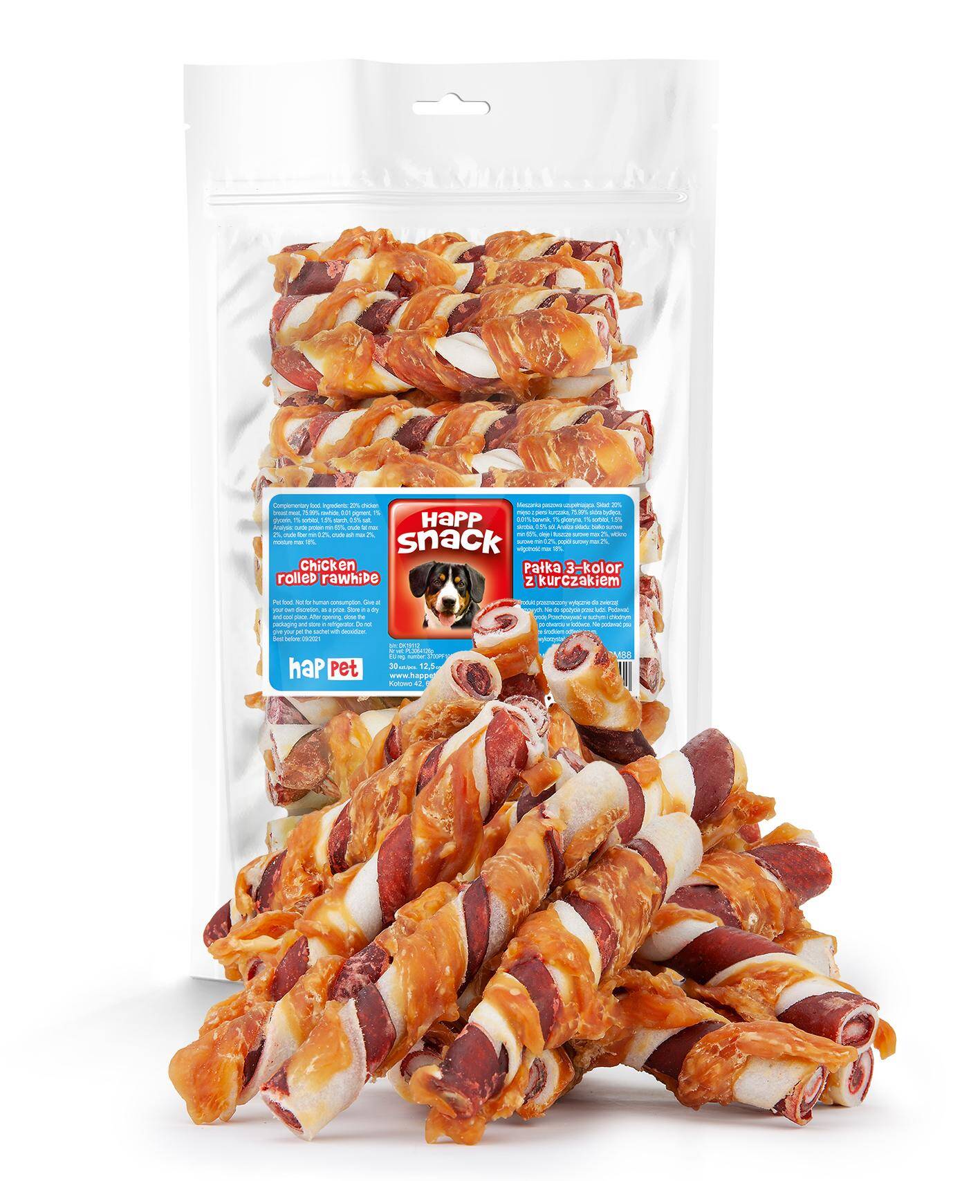 Chicken rolled rawhide - Happet GM88 - 12,5cm / 30pcs