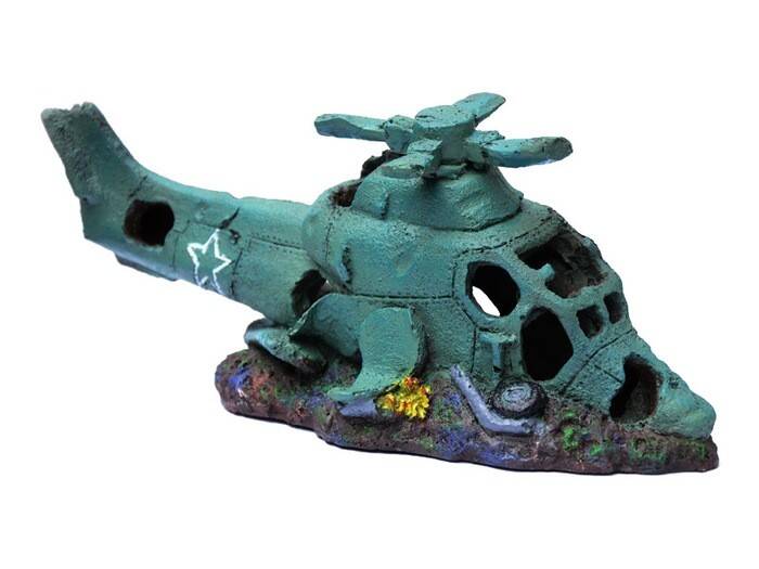 Aquarium helicopter wreck decoration Happet U215 - 28 cm