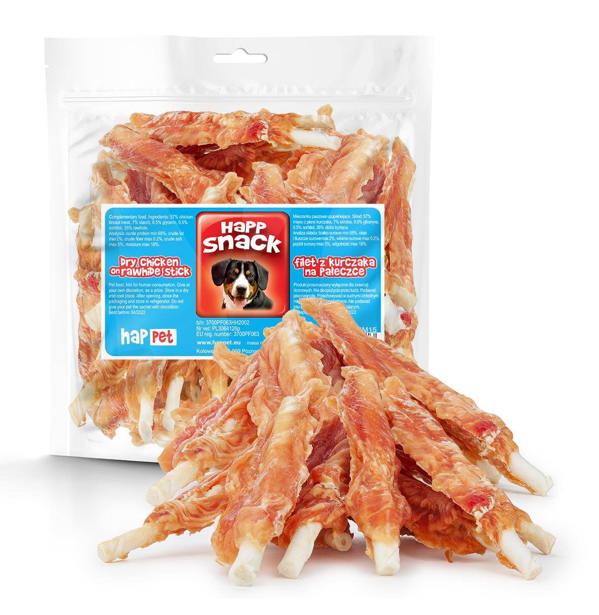 Dry chicken on rawhide stick - Happet GM15 - 500g