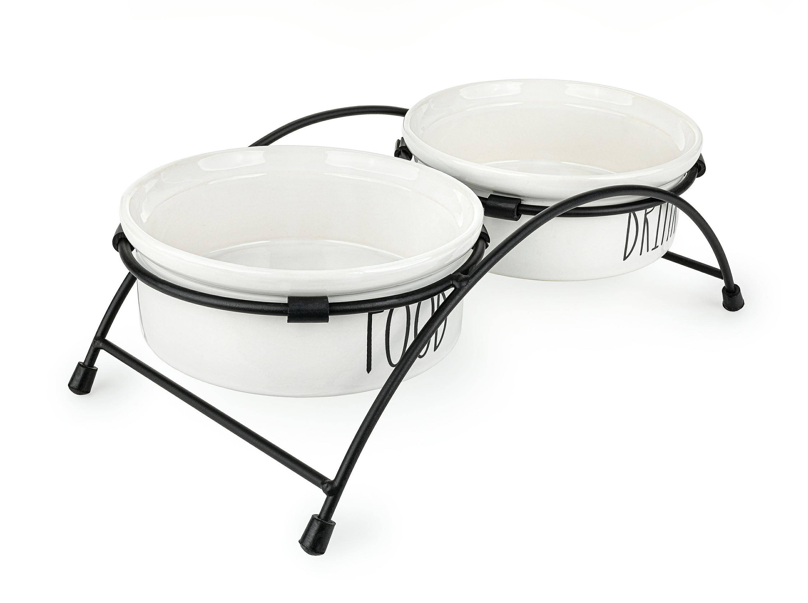 Ceramic bowls on a metal stand