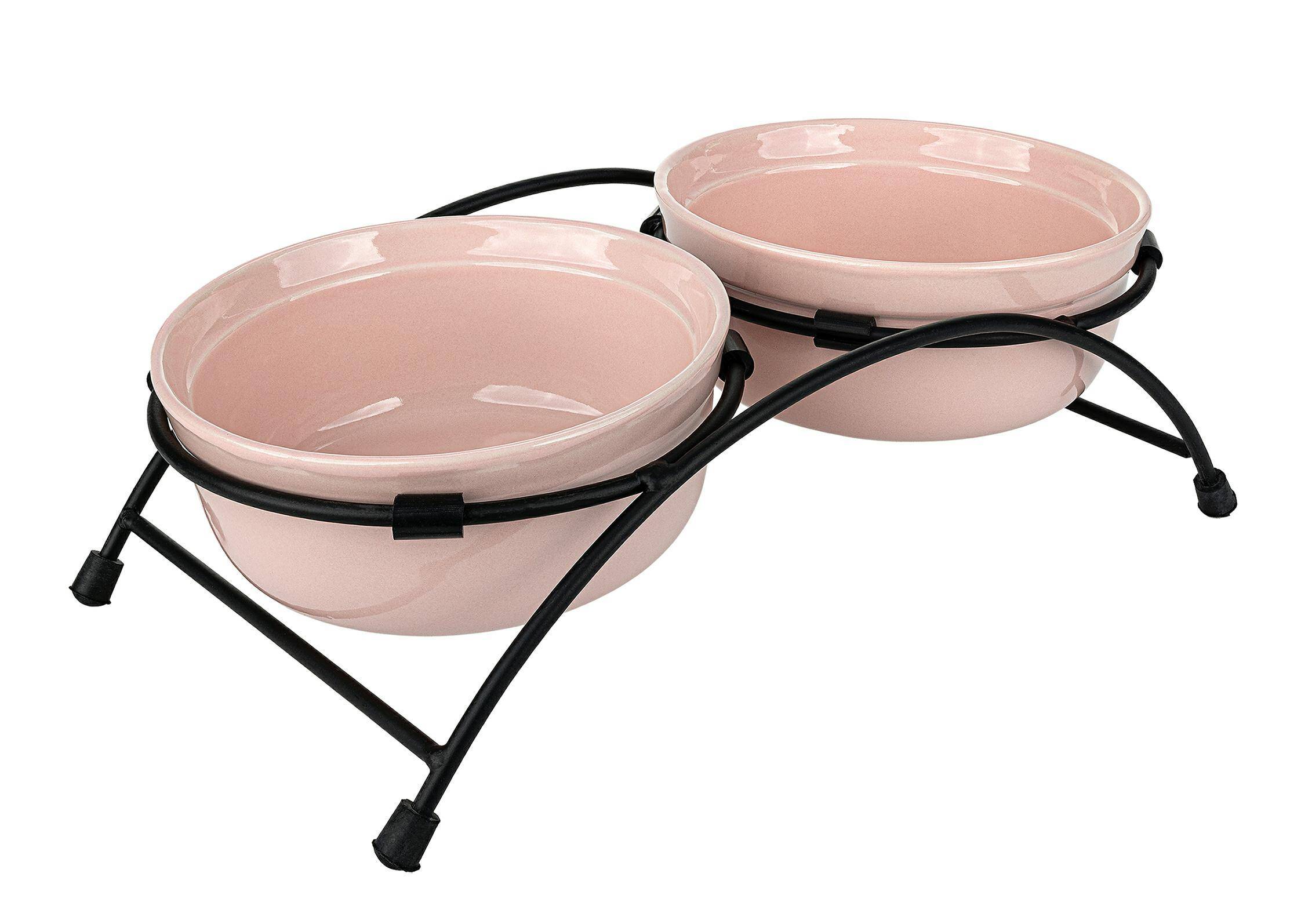 Ceramic bowls on a metal stand 15cm Pink