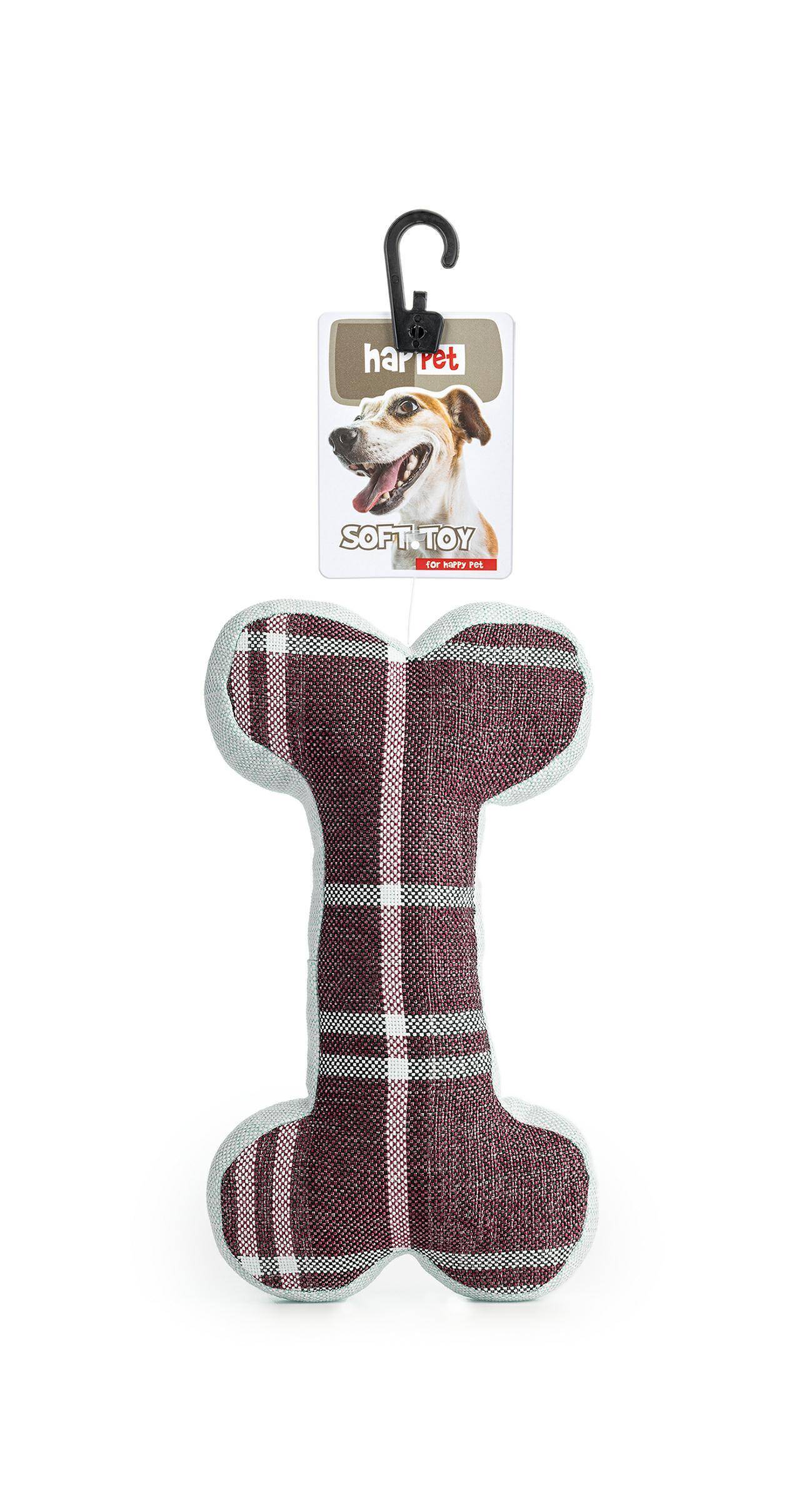 Z881 Textile toy bone S red stripe 16cm