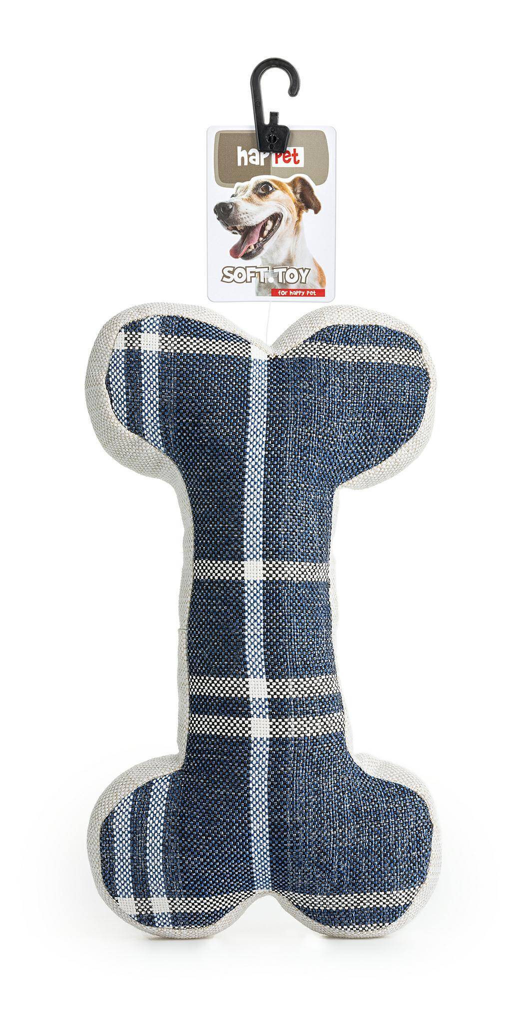 Z884 Textile toy bone M blue stripe 23cm