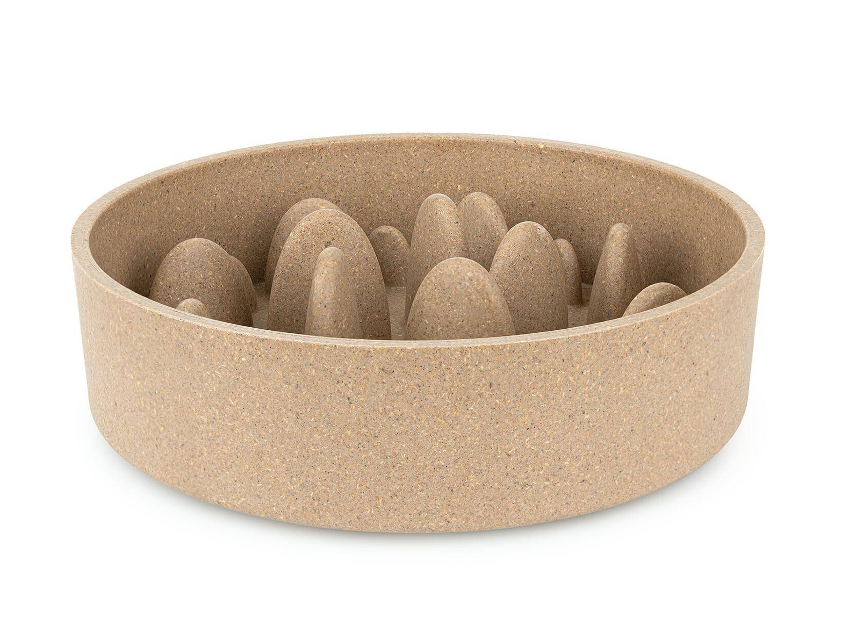 Bamboo slow feeding bowl beige 21cm