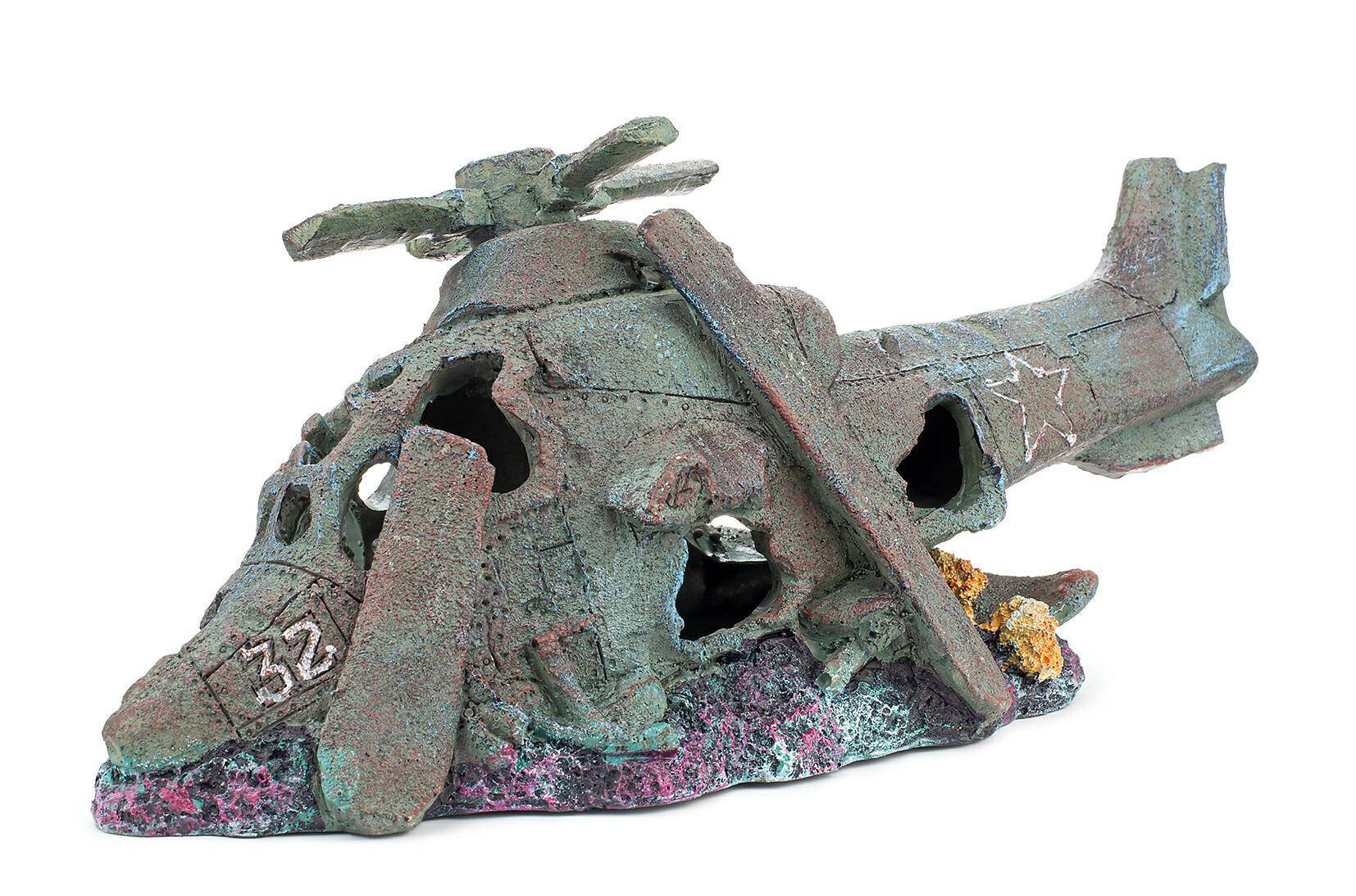 Aquarium helicopter wreck decoration Happet R045 - 29 cm