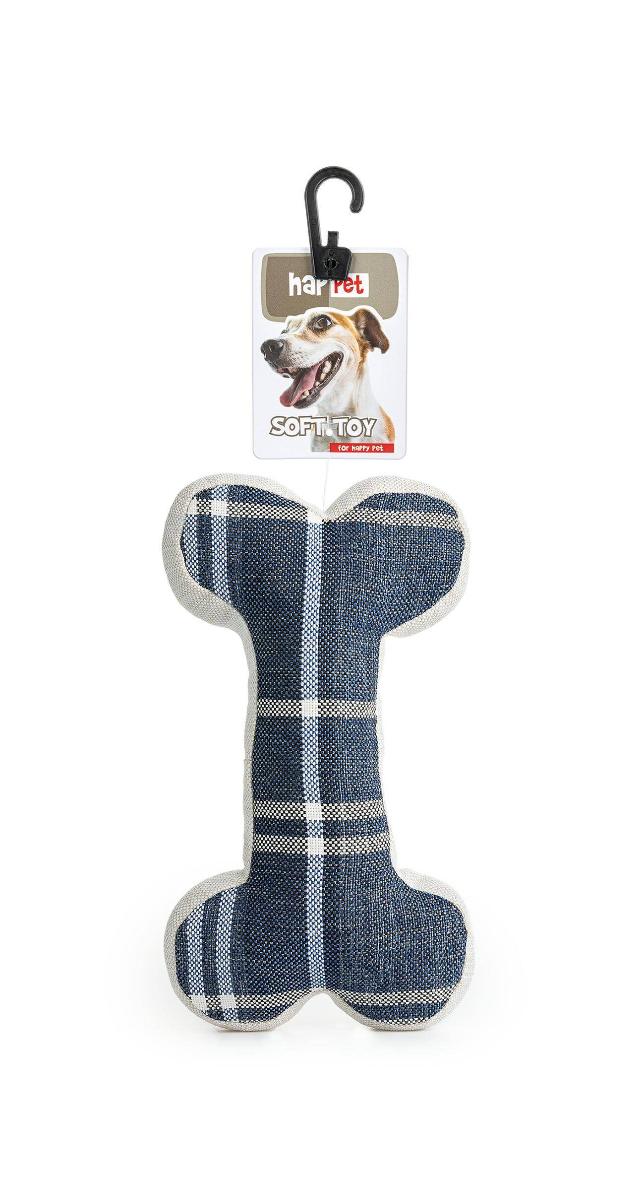 Z882 Textile toy bone S blue stripe 16cm