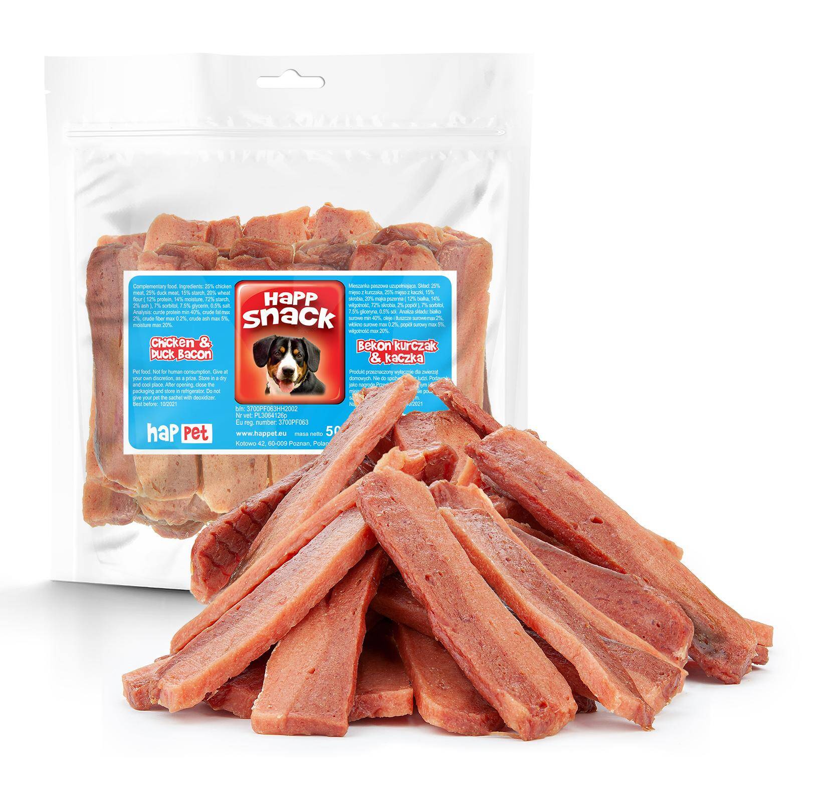 Chicken & Duck Bacon - Happet GM65 - 500g