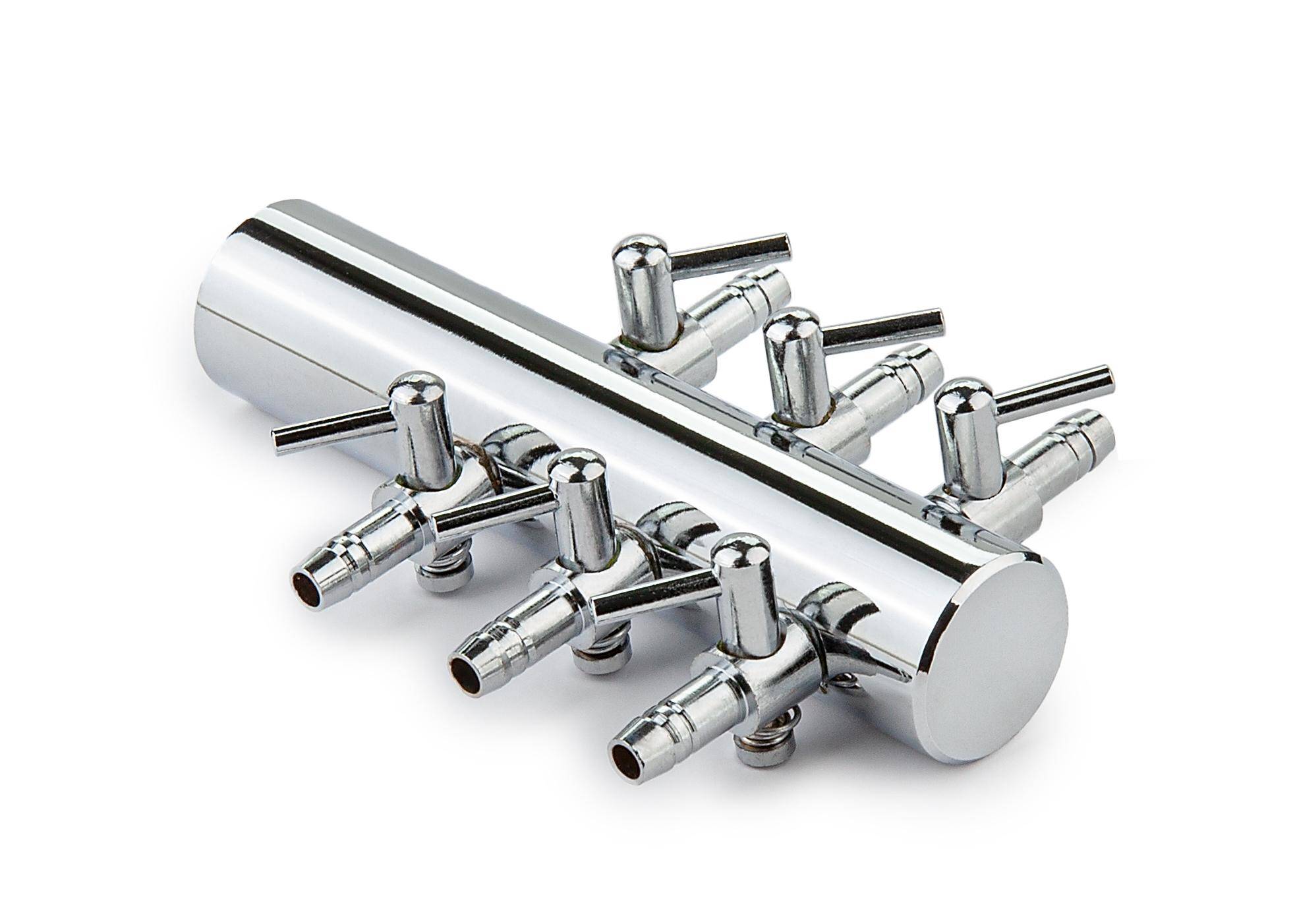 Metal air divider with valves 6-ways Happet 5 pcs.