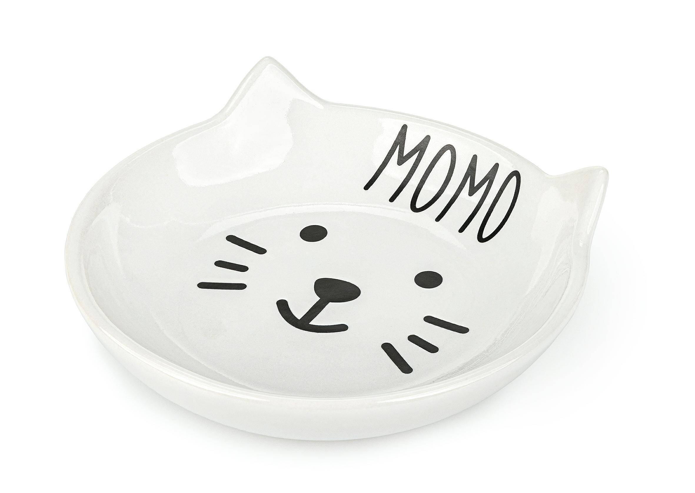 Ceramic cat bowl 13cm white