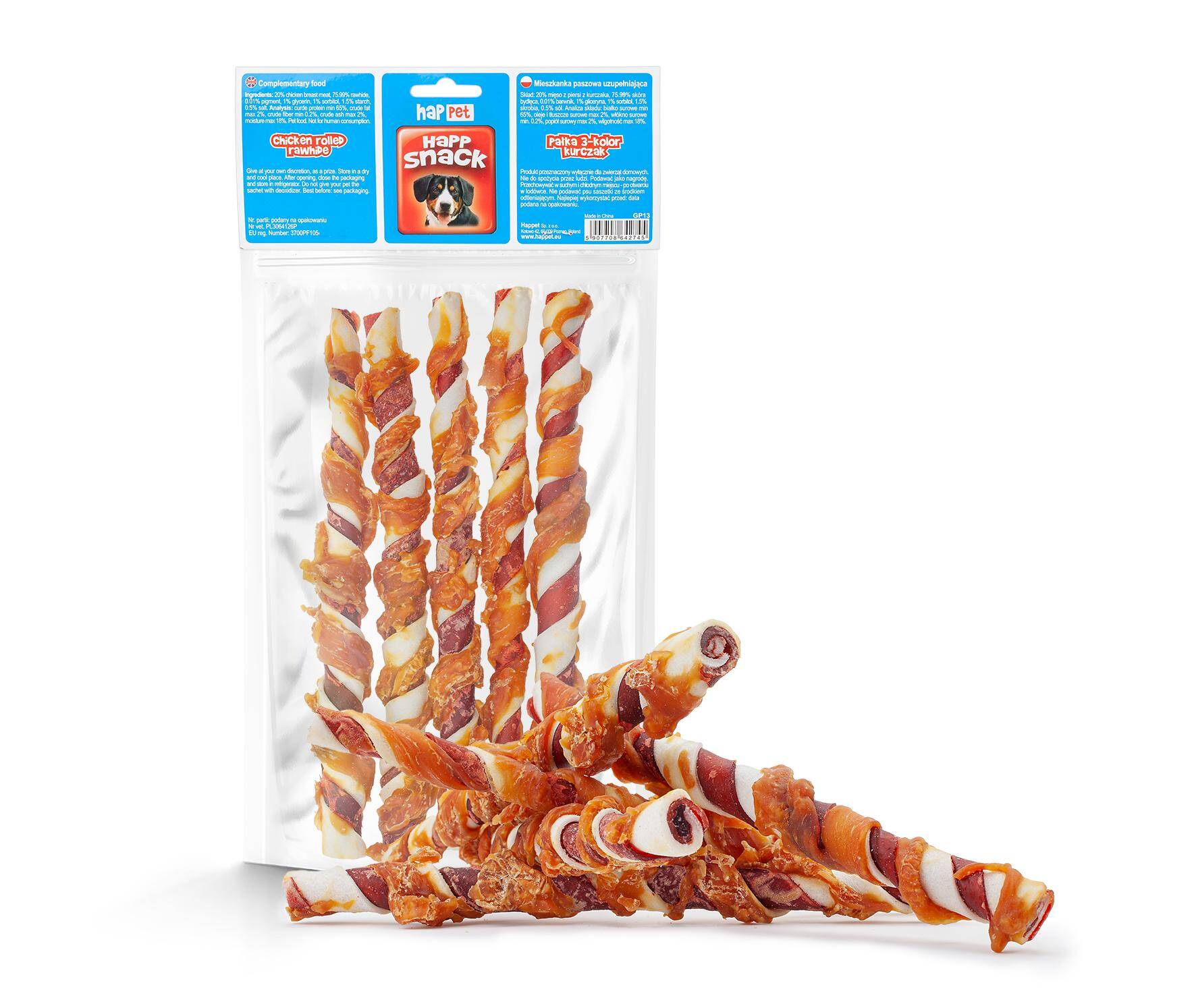 Chicken rolled rawhide - Happet GP13 - 25cm / 5pcs