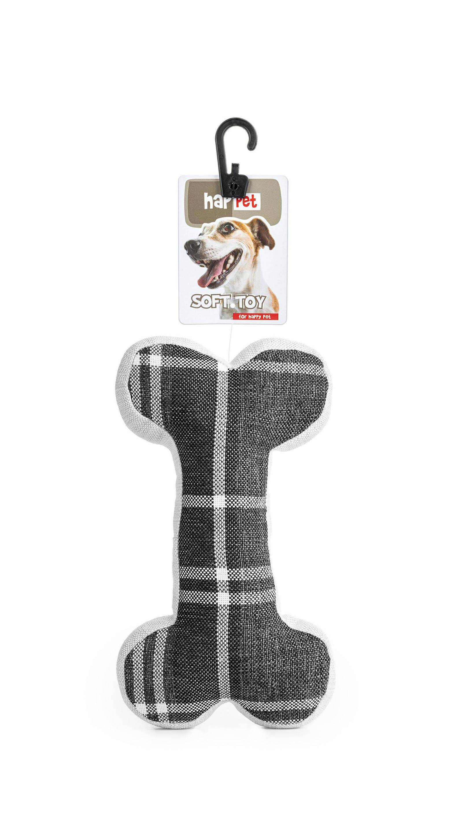 Z883 Textile toy bone S gray stripe 16cm
