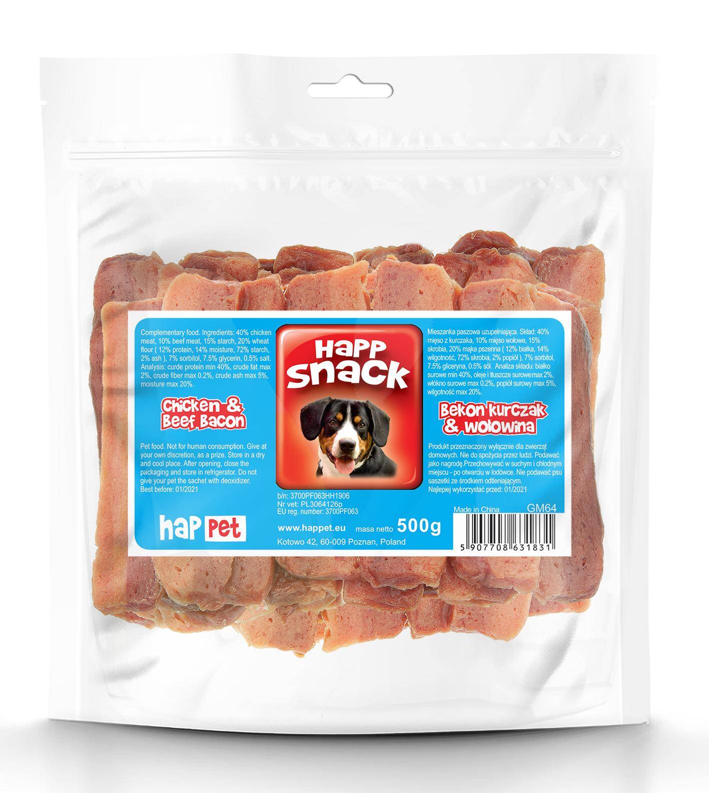Chicken & Beef Bacon - Happet GM64 - 500g (Photo 4)