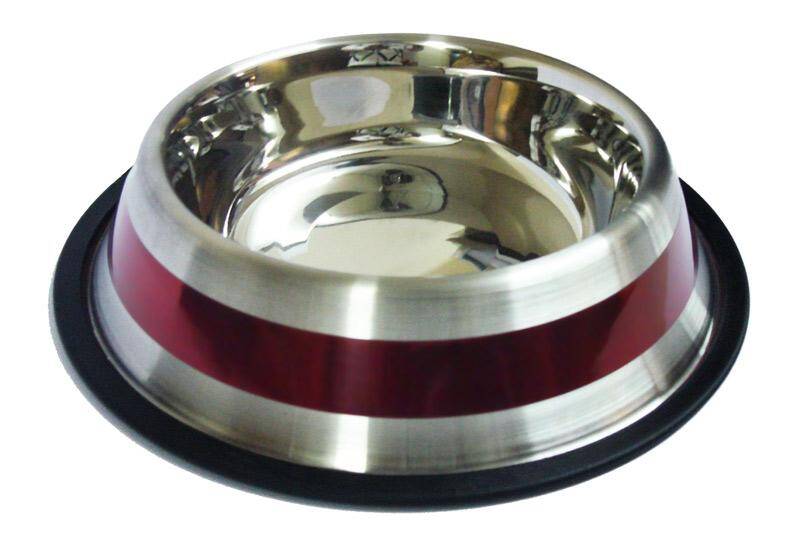 Steel Bowl Silver/Red Stripe Happet MM81 33cm/2,4l