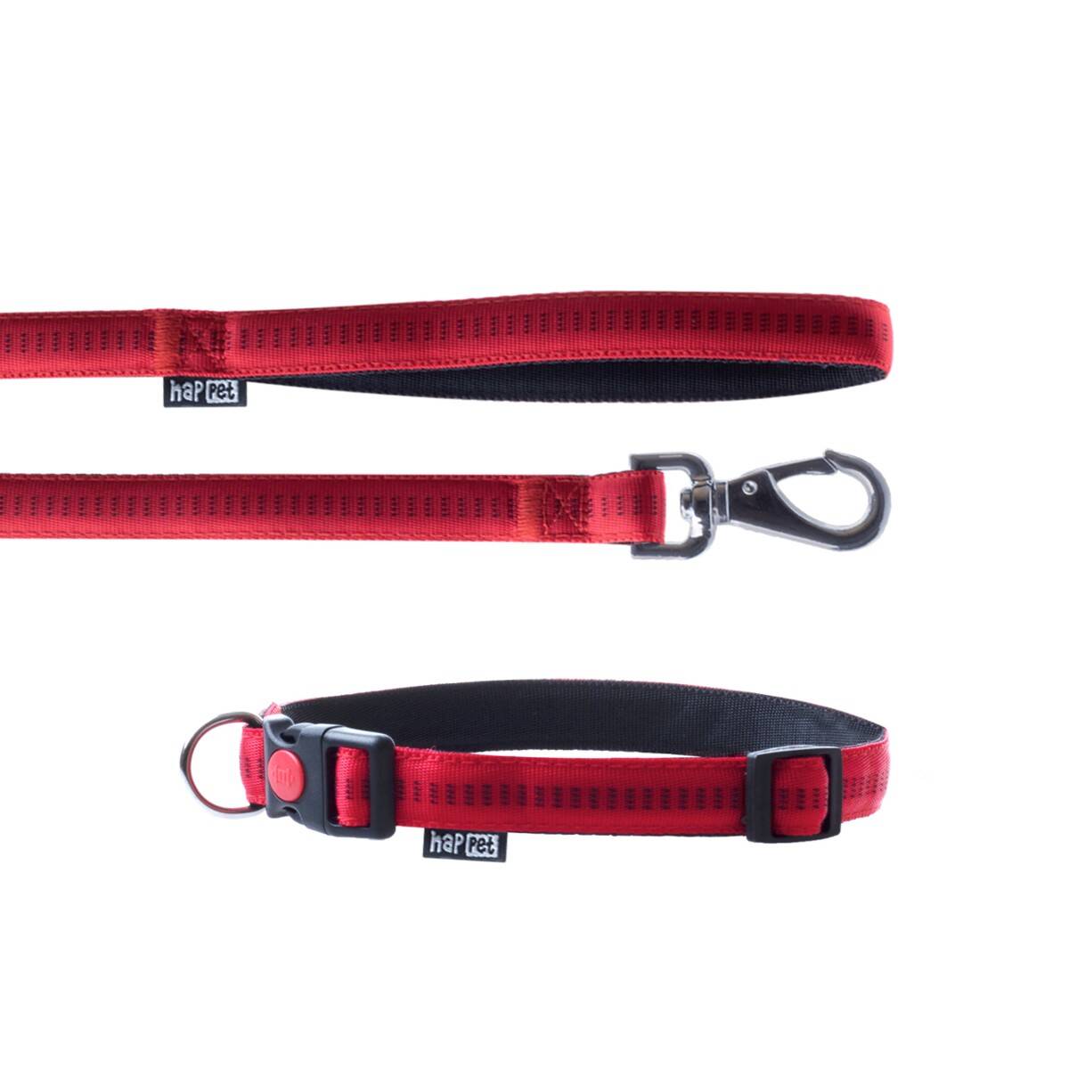 Nylon XL Leash & Collar Set / Soft Style / Red - Happet JC44
