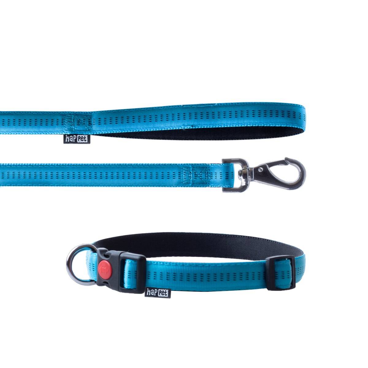 Nylon L Leash & Collar Set / Soft Style / Turquoise - Happet JN43