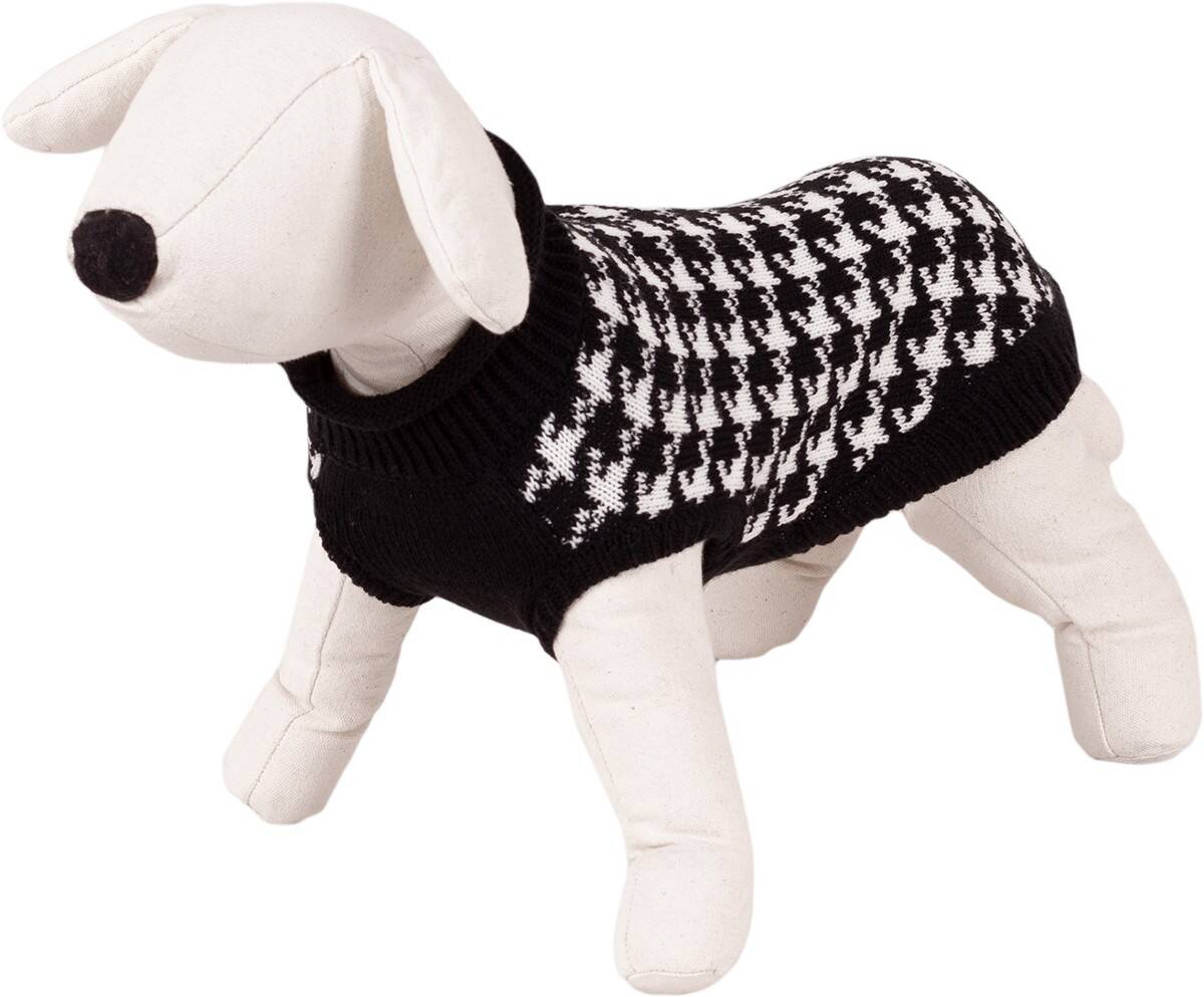 Dog Sweater - Happet 380M - Black & White Houndstooth M - 30cm