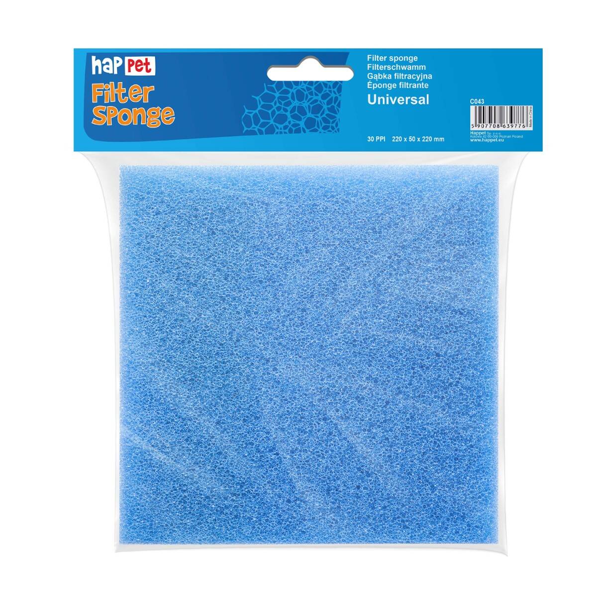 Mittelkörniger Filterschwamm 30 ppi 22x22x5cm Happet (S-C043SN)