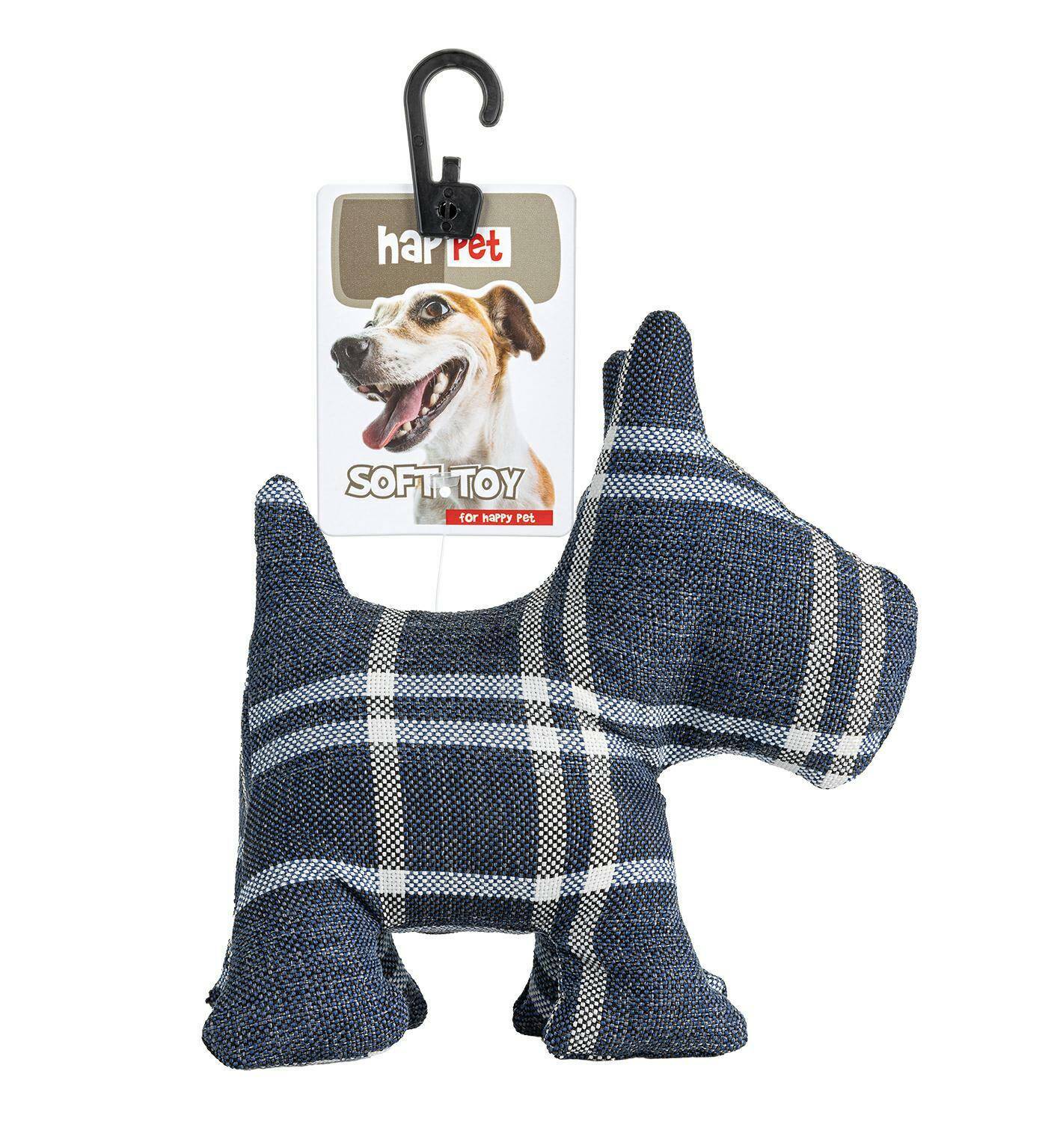 Z888 Textil Terrier-Hund marineblau kariert 20cm
