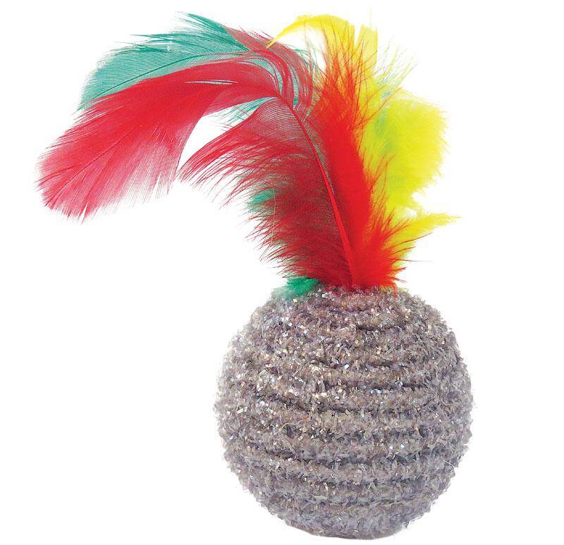 Scratching Ball with Feathers, 12.5 cm