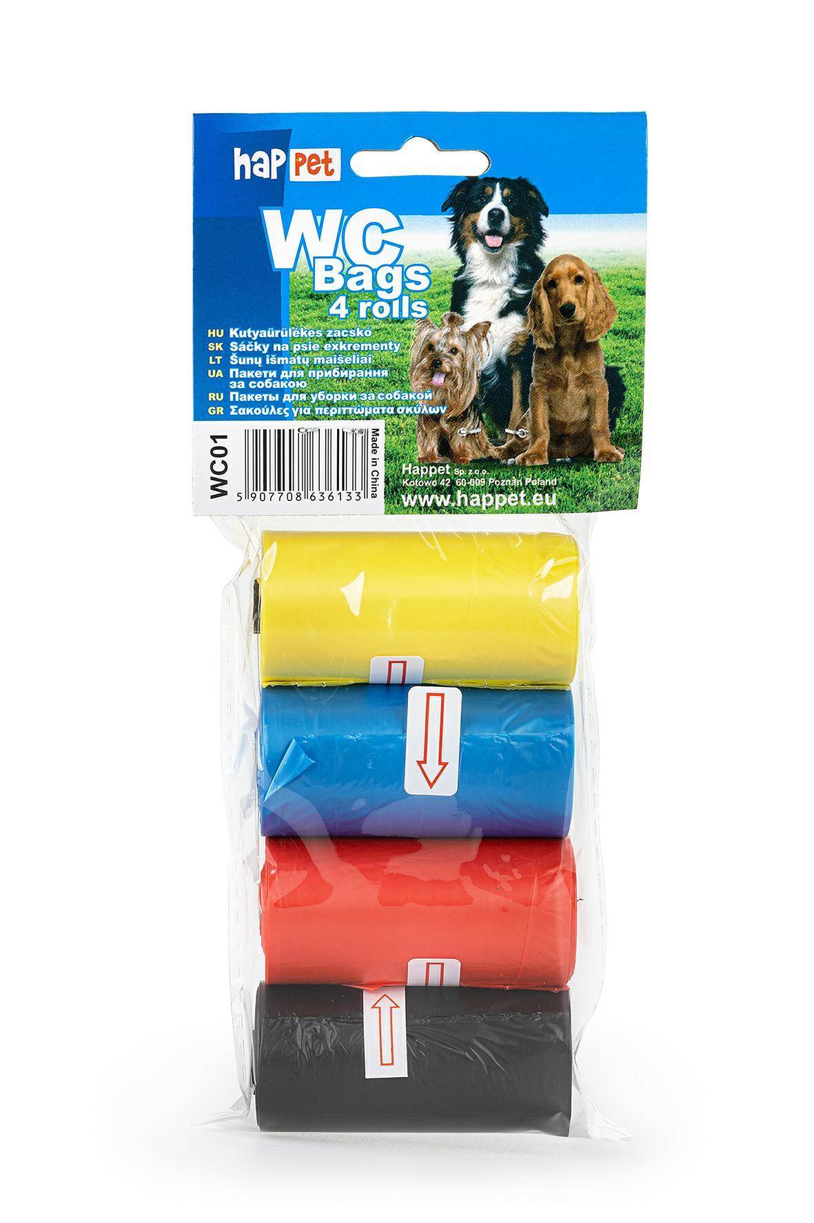 WC01 dog waste bags 4 roll mix