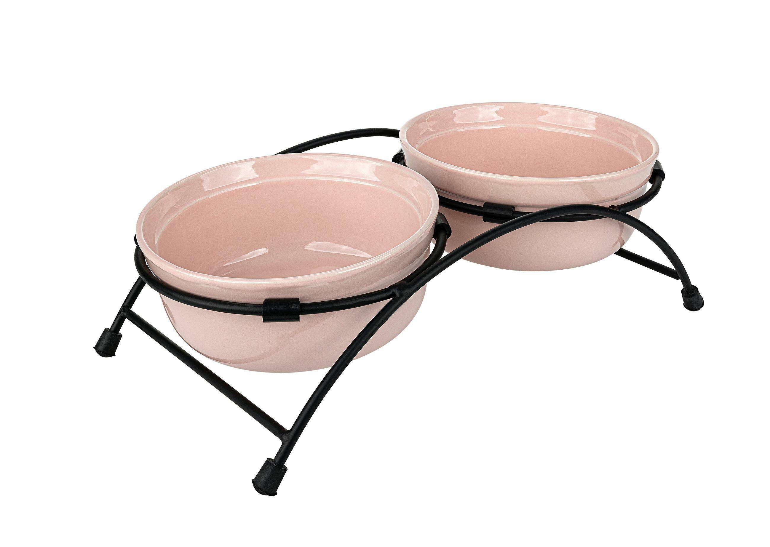 Ceramic bowls on a metal stand 12cm Pink