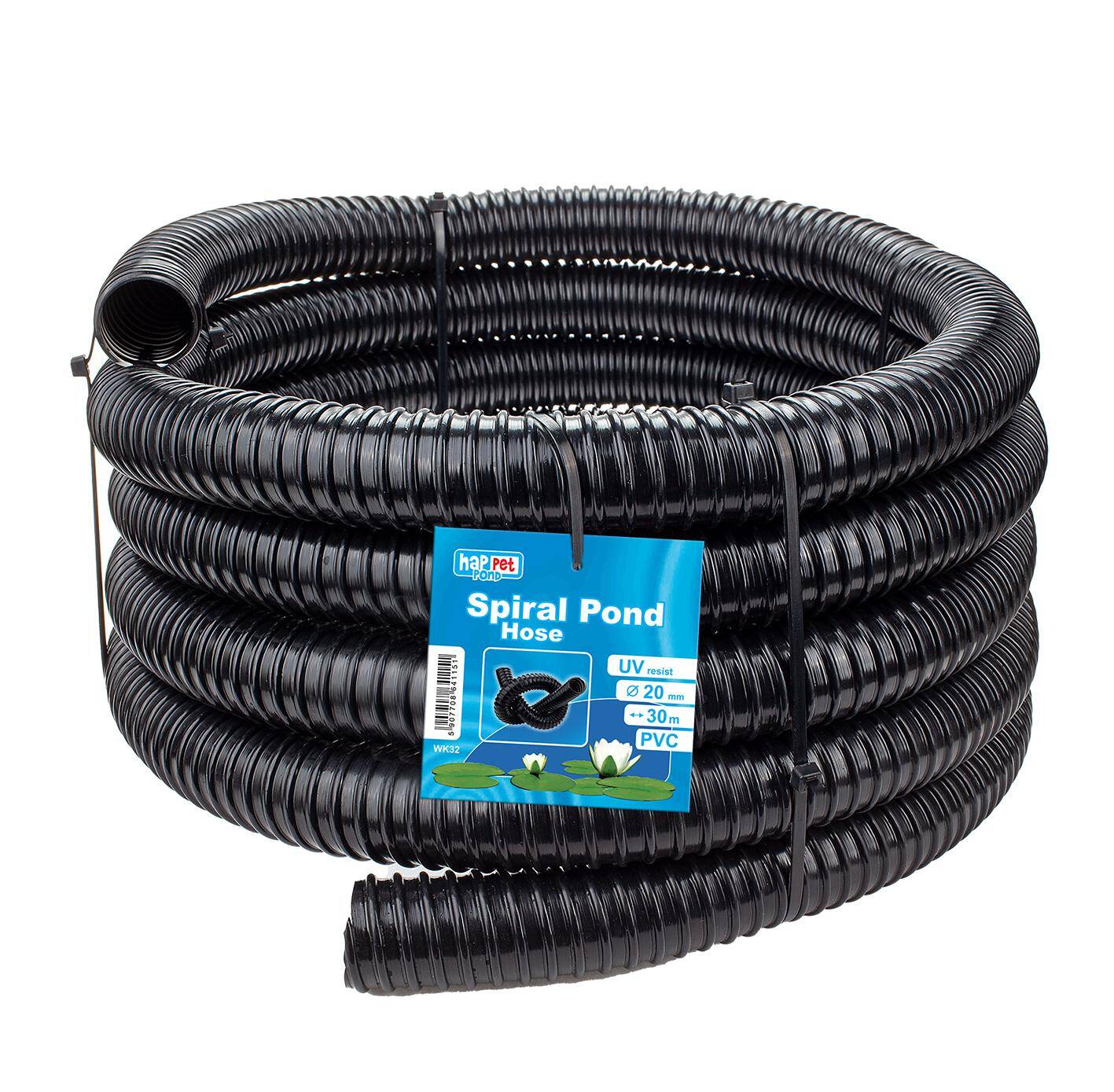 Hosepipe for connections pump-uv lamp-pond. Corrugated, black, bendresistable. Roll 30m