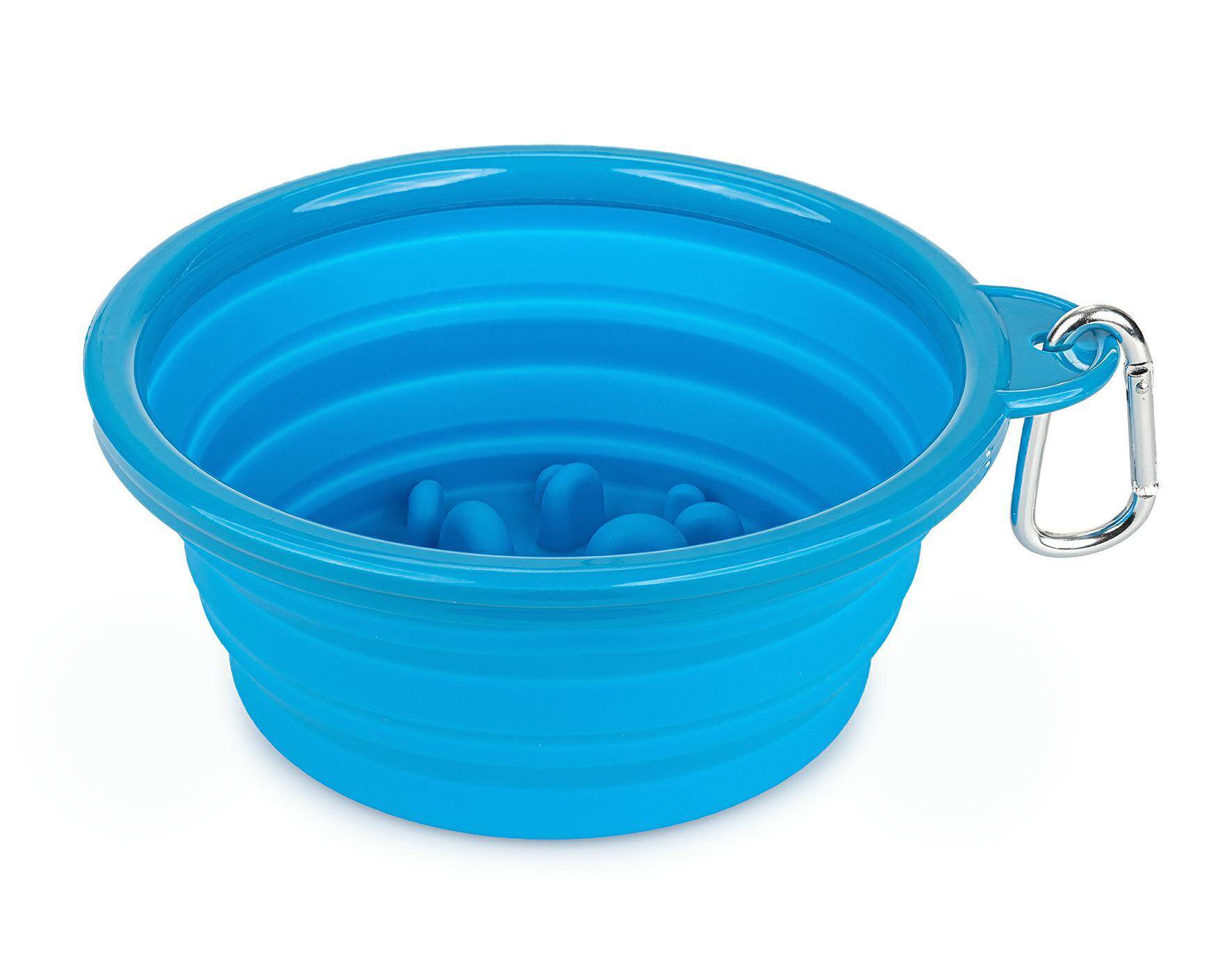 Collapsable slow feed bowl blue 1l