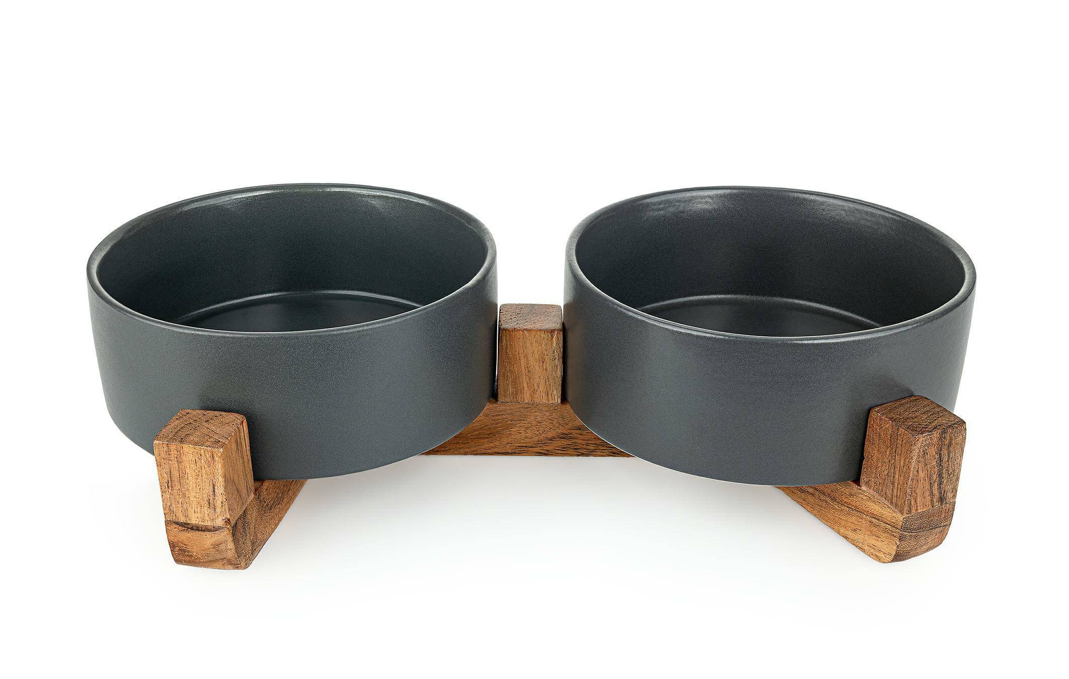 Ceramic bowls on wooden stand 15cm Black (Photo 4)