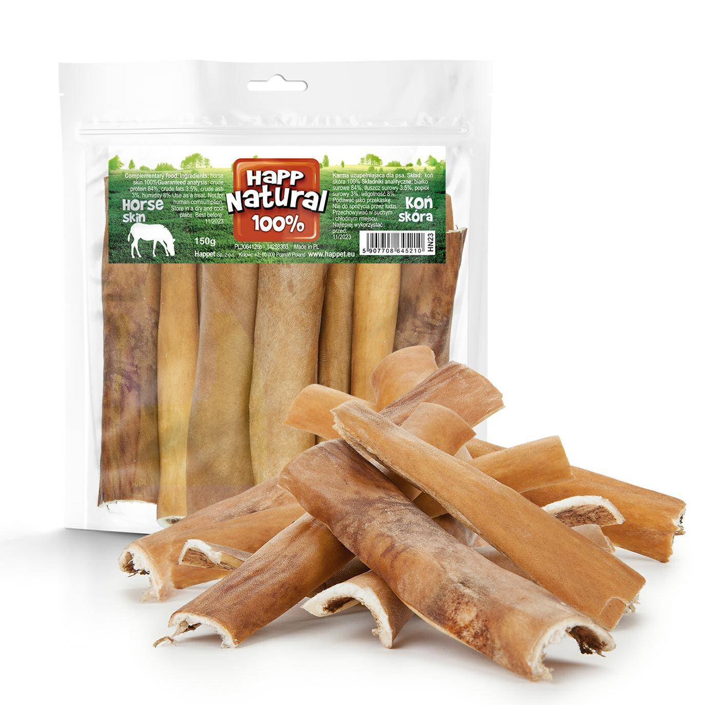 100% horse skin - natural dog chews 150g